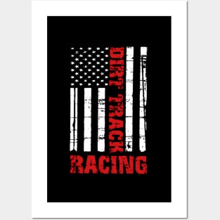 Dirt Track Racing American Flag Race Car Racecar Posters and Art